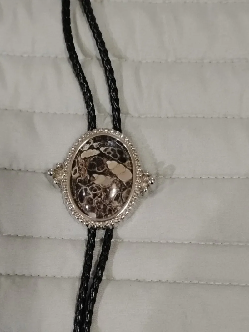 Western Bolo Tie with Decorative Silver-Tone Concho